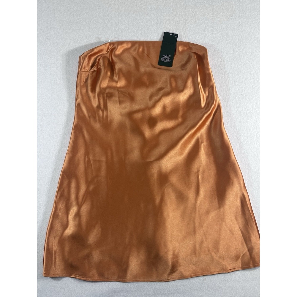 Wild Fable NWT Light Orange Satin Strapless Mini Dress XS Copper Slip Party